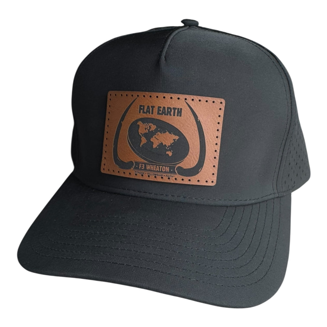 F3 Wheaton Flat Earth Leatherette Patch Hat Pre-Order June 2025