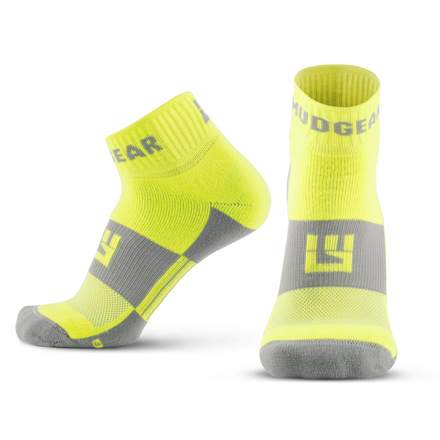 MudGear Quarter (¼) Crew Socks - Neon Yellow (2 pair pack)
