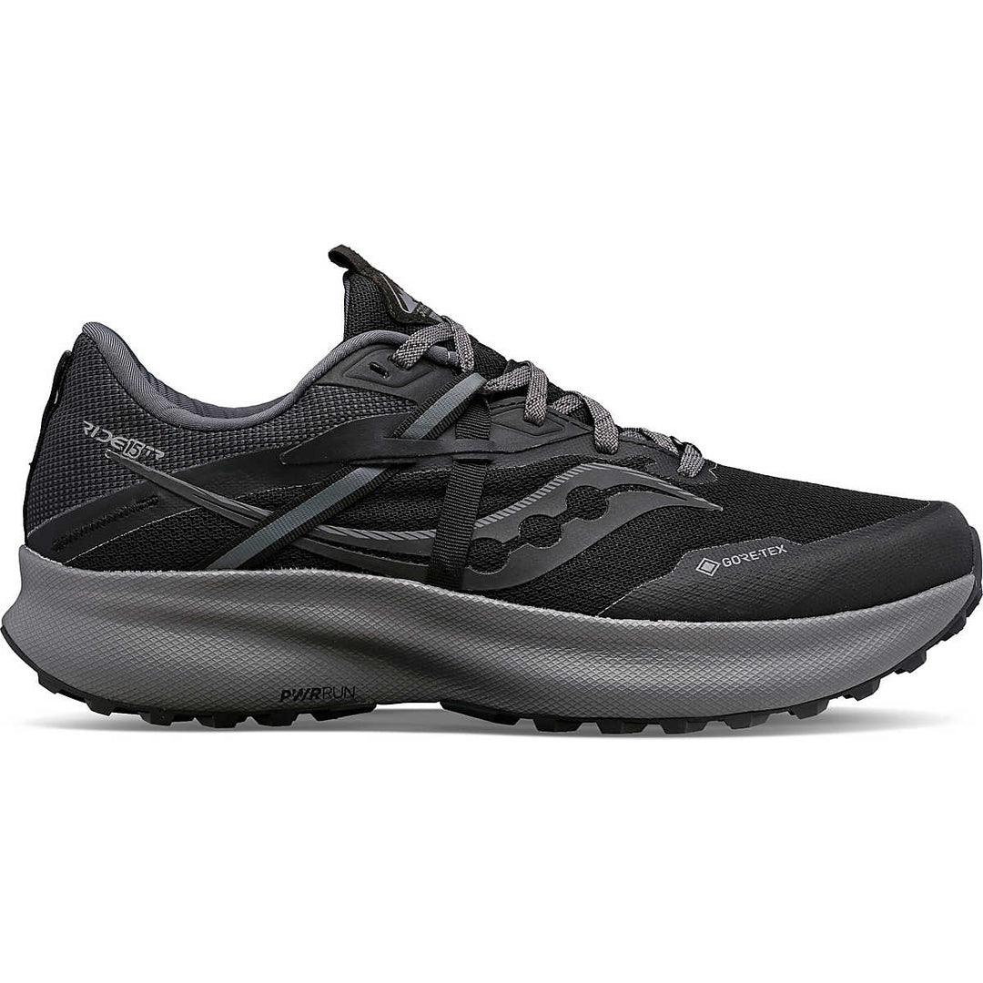 Men's Saucony Ride 15 TR GTX, Black/Charcoal, 12.5 D Medium