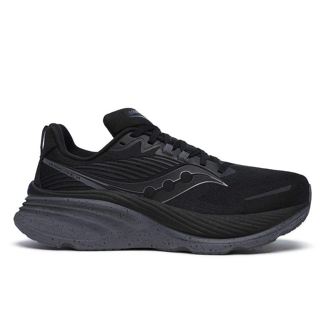 Men's Saucony Hurricane 24, Black/Shadow, 8.5 D Medium