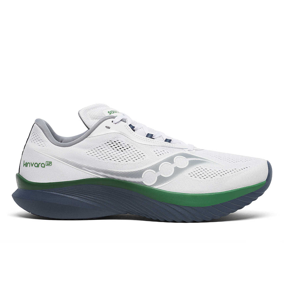 Men's Saucony Kinvara 15, White/Navy, 9 D Medium