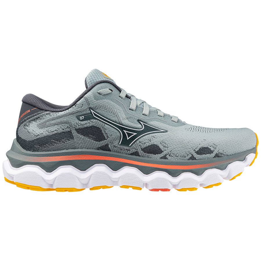 Men's Mizuno Wave Horizon 7, Grey Mist/White, 7 D Medium