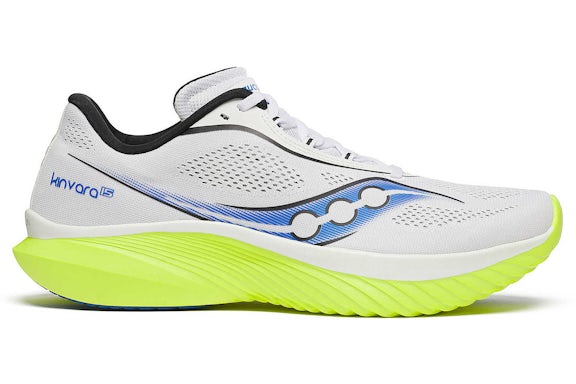 Men's Saucony Kinvara 15, White/Citron, 8 D Medium