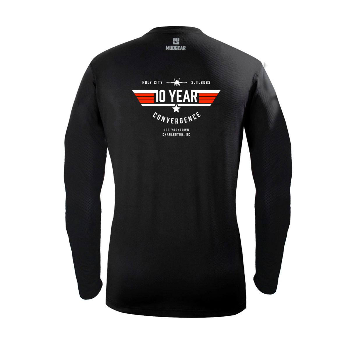 CLEARANCE ITEM - F3 Charleston 10 Year Convergence  - MudGear Fitted Performance Shirt VX - Long Sleeve (Black)
