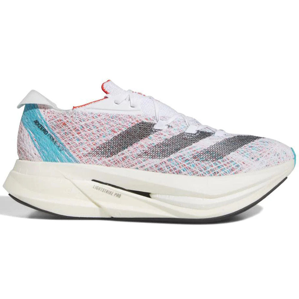 Men's Adidas Adizero Prime X 2 Strung, Cloud White/Core Black/Lucid Cyan, 11.5 D Medium