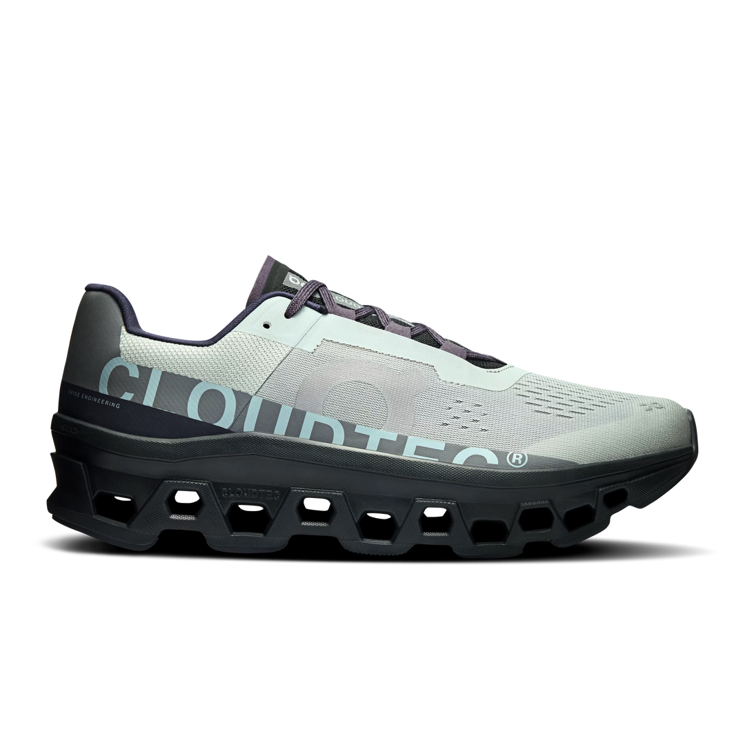 Men's On Cloudmonster, Glacier/Black, 7 D Medium