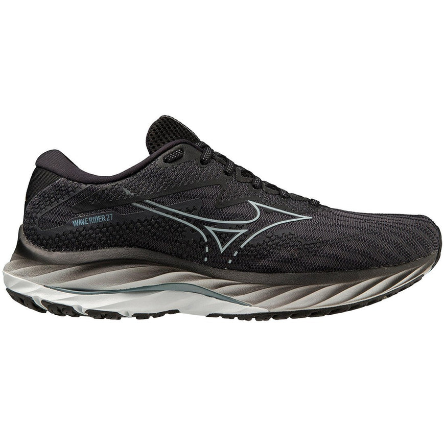 Men's Mizuno Wave Rider 27, Ebony/Illusion Blue, 10 2E Wide