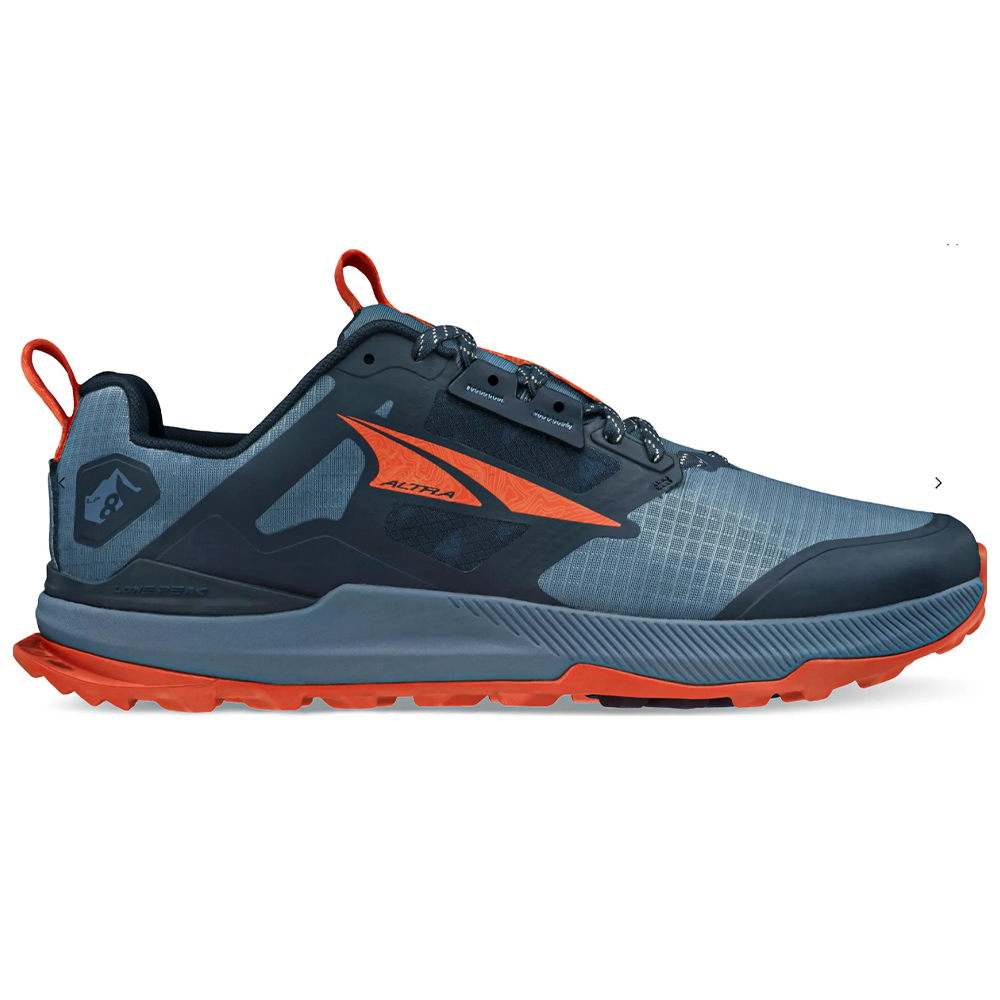Men's Altra Lone Peak 8, Blue/Orange, 12 D Medium