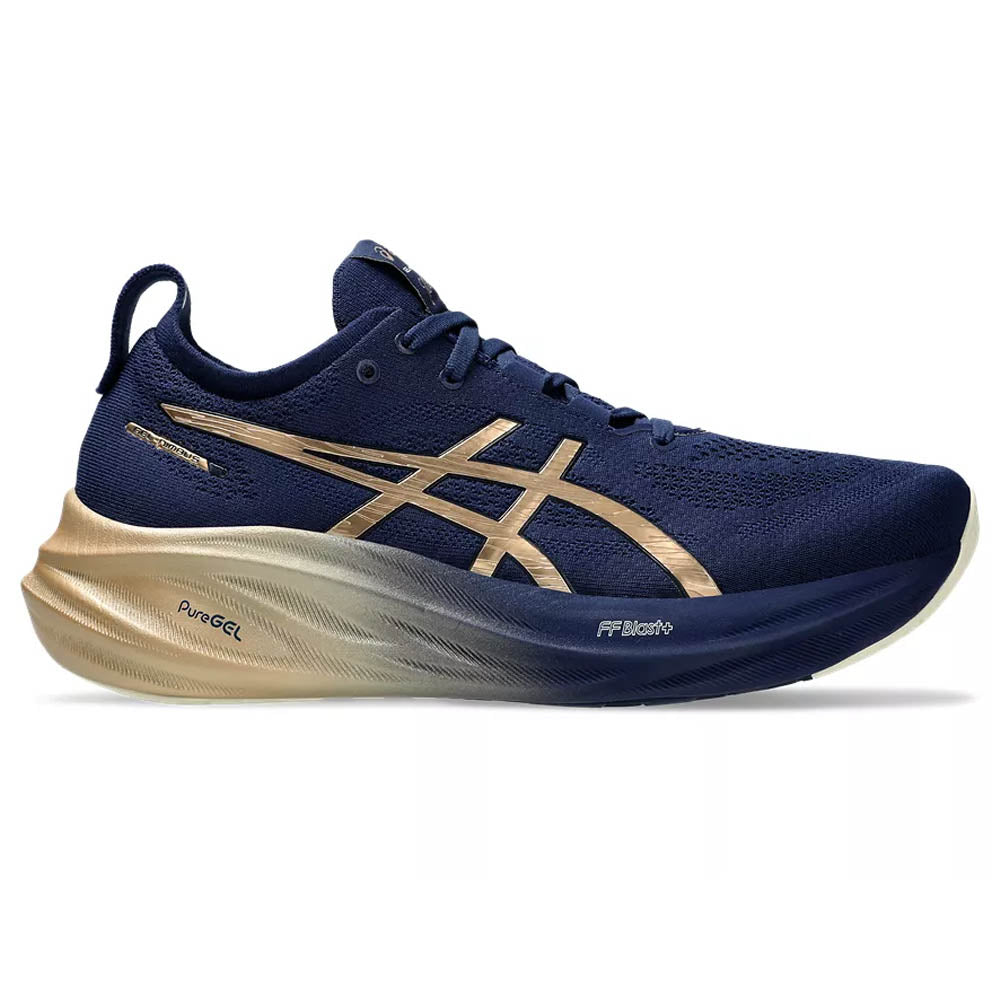 Men's Asics Gel-Nimbus 26 Platinum, Blue Expanse/Champagne, 7.5 D Medium