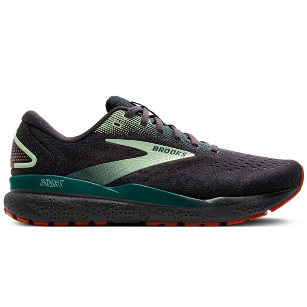 Men's Brooks Ghost 16, Blackened Pearl/June Bug/Green, 12.5 D Medium