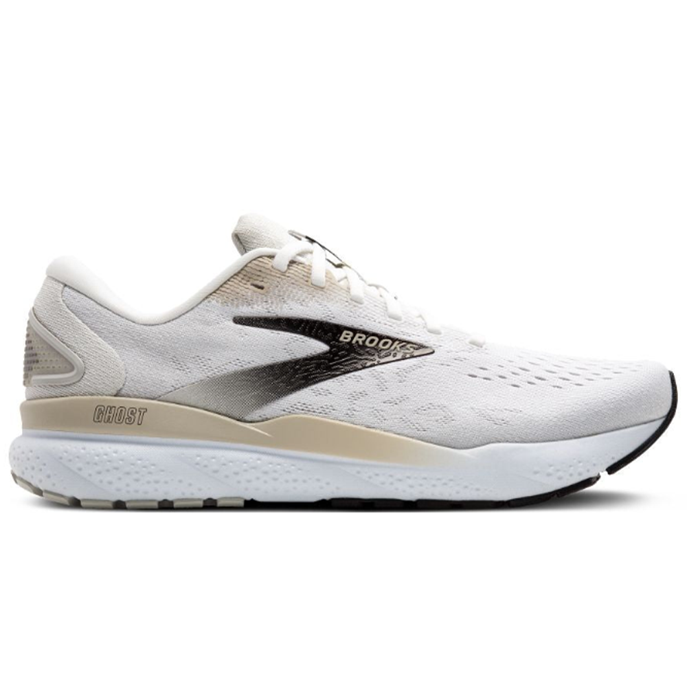 Men's Brooks Ghost 16, White/Pelican/Oyster, 12.5 D Medium