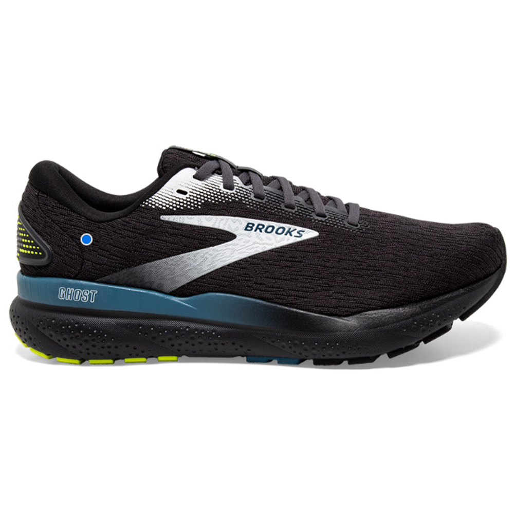 Men's Brooks Ghost 16, Black/Ebony/Blue, 8 D Medium