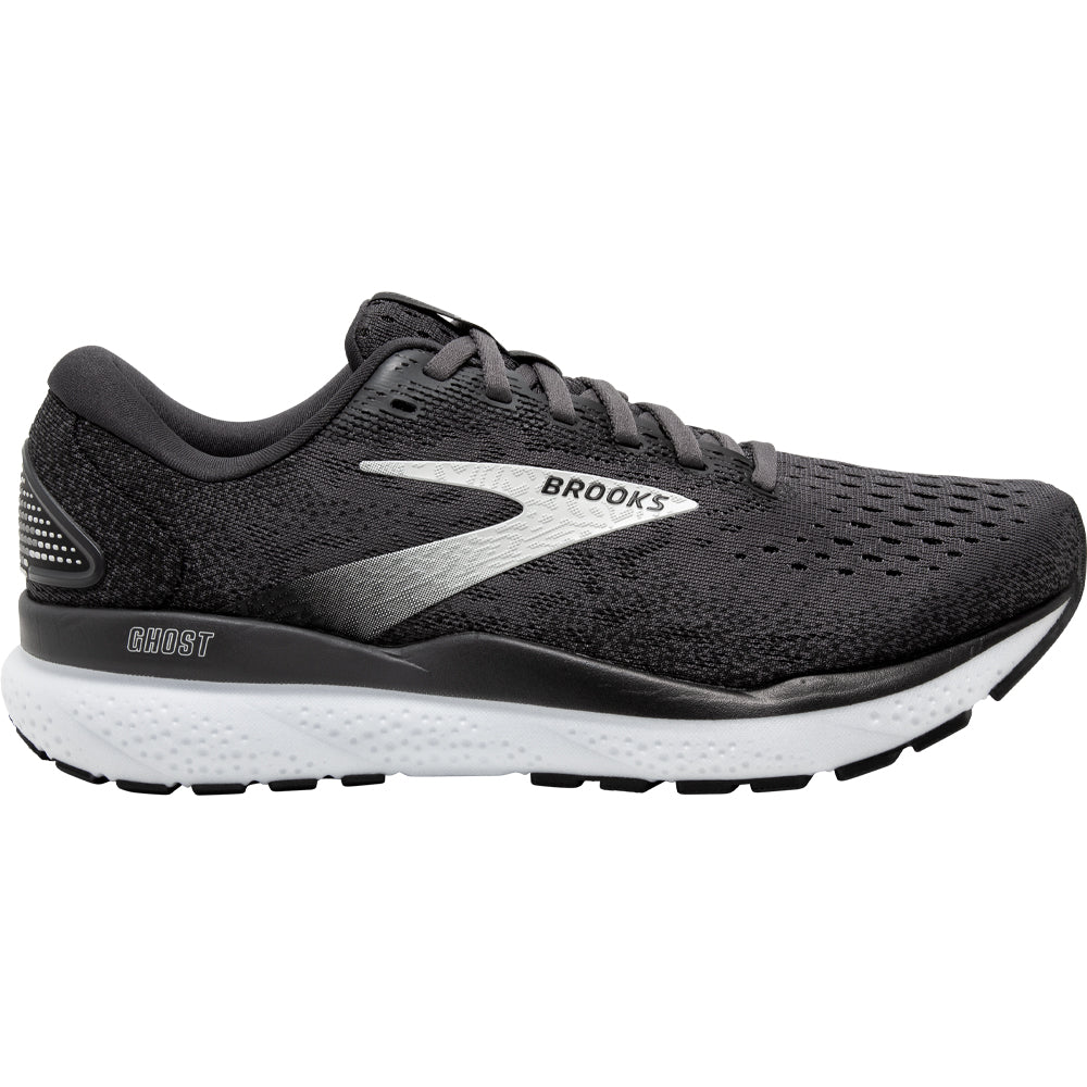 Men's Brooks Ghost 16, Black/Grey/White, 14 2E Wide