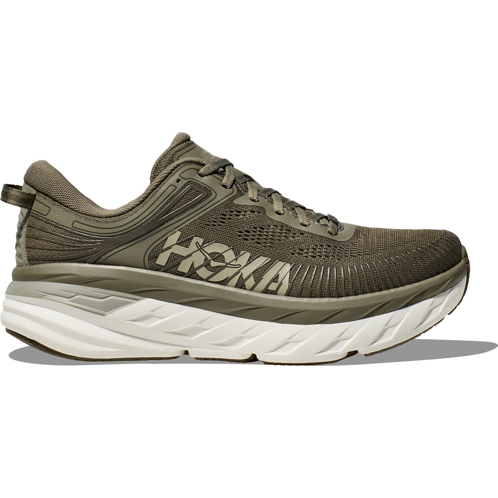 Men's Hoka Bondi 7, Olive Haze/White, 11.5 D Medium