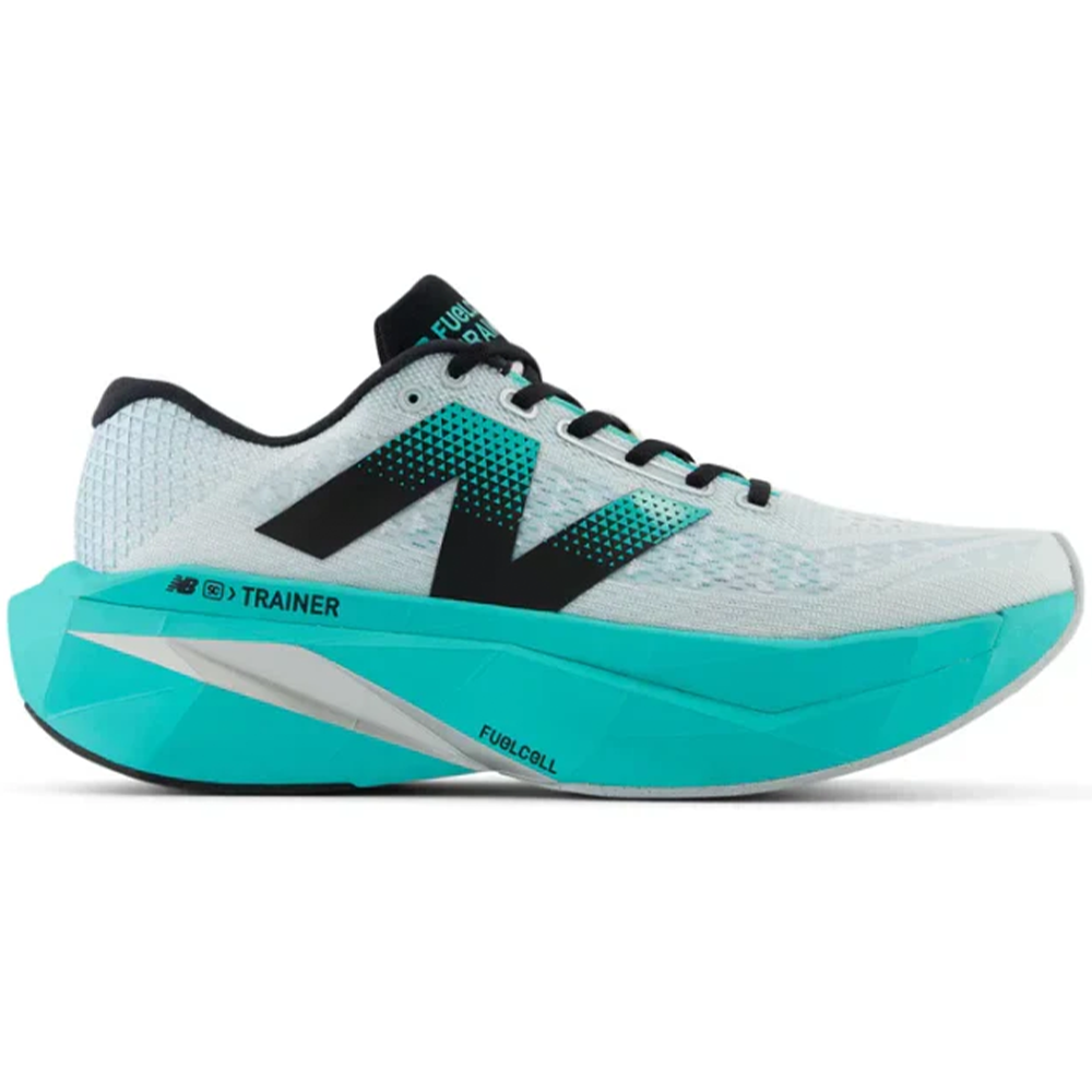 Men's New Balance FuelCell SuperComp Trainer v3, White/Cyber Jade, 12 D Medium