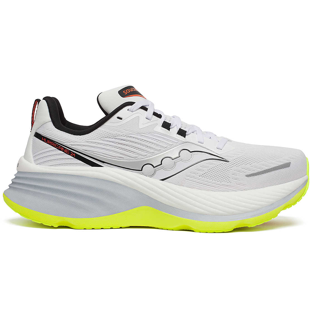 Men's Saucony Hurricane 24, White/Black, 8.5 2E Wide