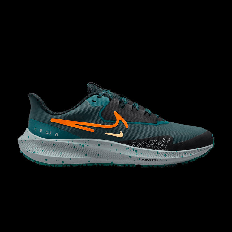 Men's Nike Pegasus 39 Shield, Deep Jungle/Safety Orange, 11.5 D Medium