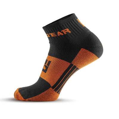 MudGear Quarter (¼) Crew Socks - Black/Orange (2 pair pack)