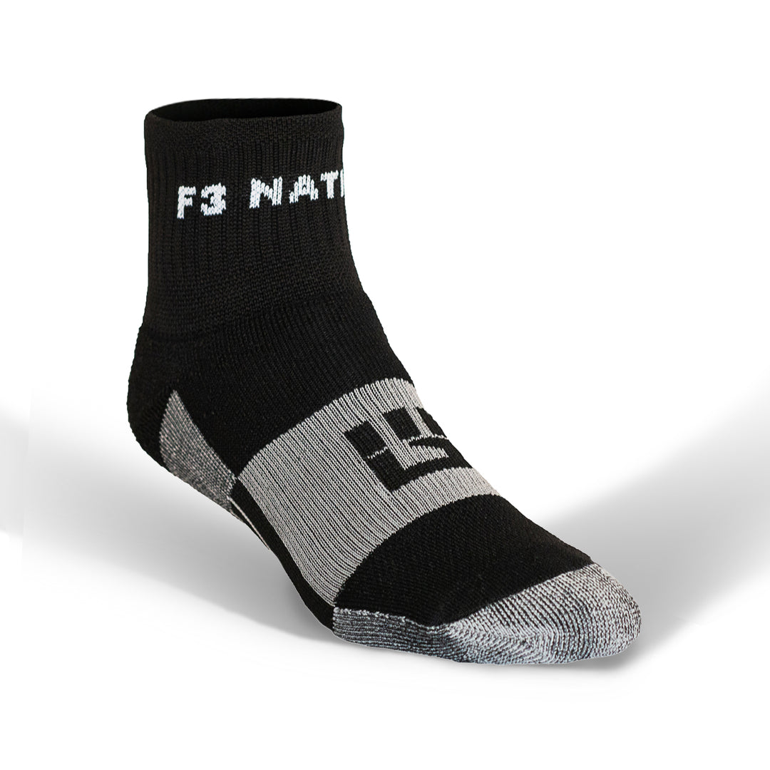 CLEARANCE ITEM - Size SMALL  F3 Nation MudGear Quarter (¼) Crew Socks (2-pair pack)