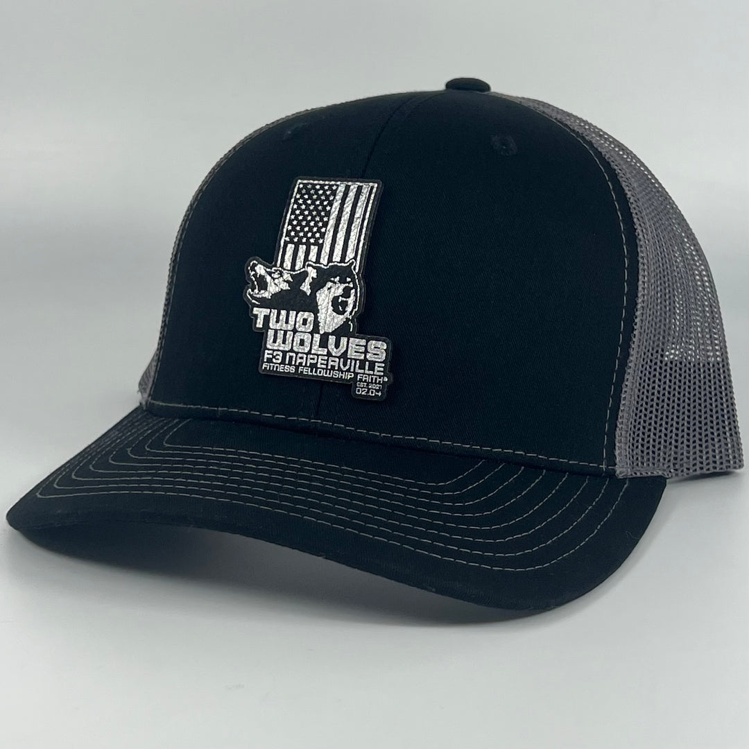 F3 Naperville Two Wolves Leatherette Patch Hat Pre-Order October 2022