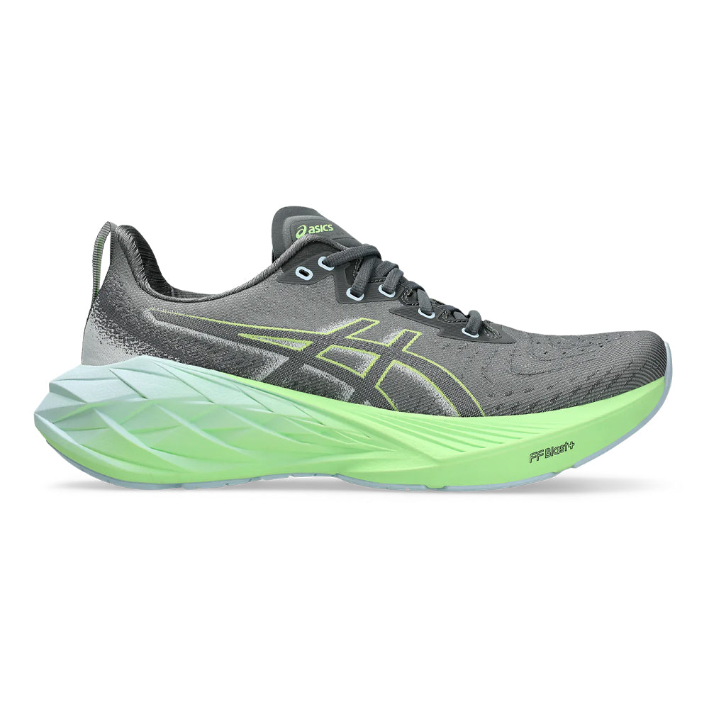 Men's Asics Novablast 4, Steel Grey/Electric Lime, 7 D Medium