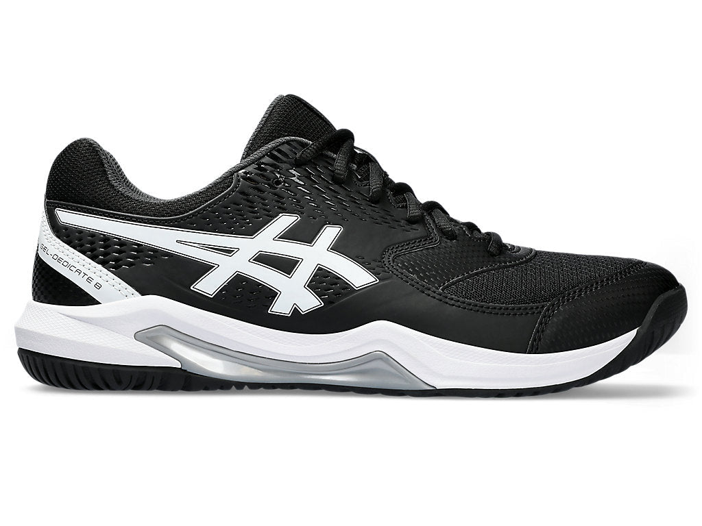 Men's Asics Gel-Dedicate 8, Black/White, 13 D Medium