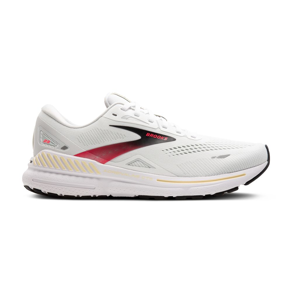 Men's Brooks Adrenaline GTS 23, White/Cream/Pink, 11 D Medium