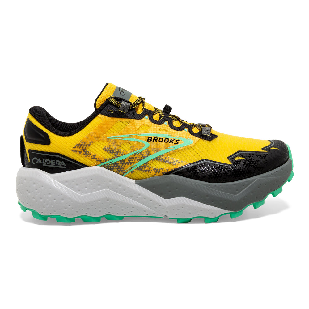 Men's Brooks Caldera 7, Lemon Chrome/Black/Springbud, 9 D Medium