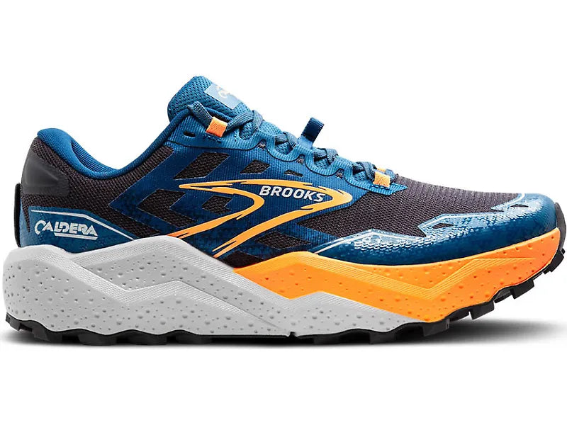 Men's Brooks Caldera 7, Ebony/Blue Sapphire/Orange, 7.5 D Medium