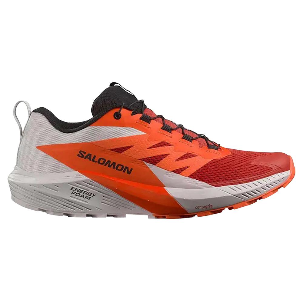 Men's Salomon Sense Ride 5, Lunar Rock/Shocking Orange/Fiery Red, 10 D Medium