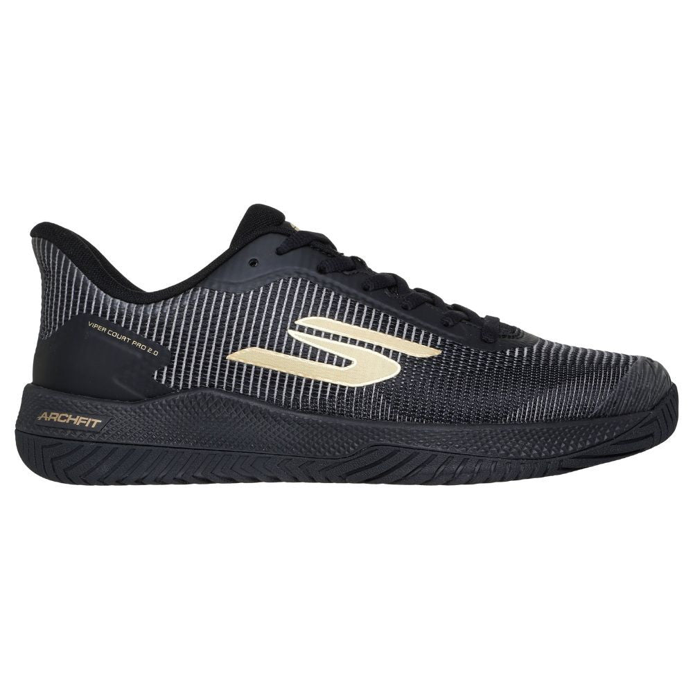 Men's Skechers Viper Court Pro 2.0, Black/Gold, 10.5 D Medium