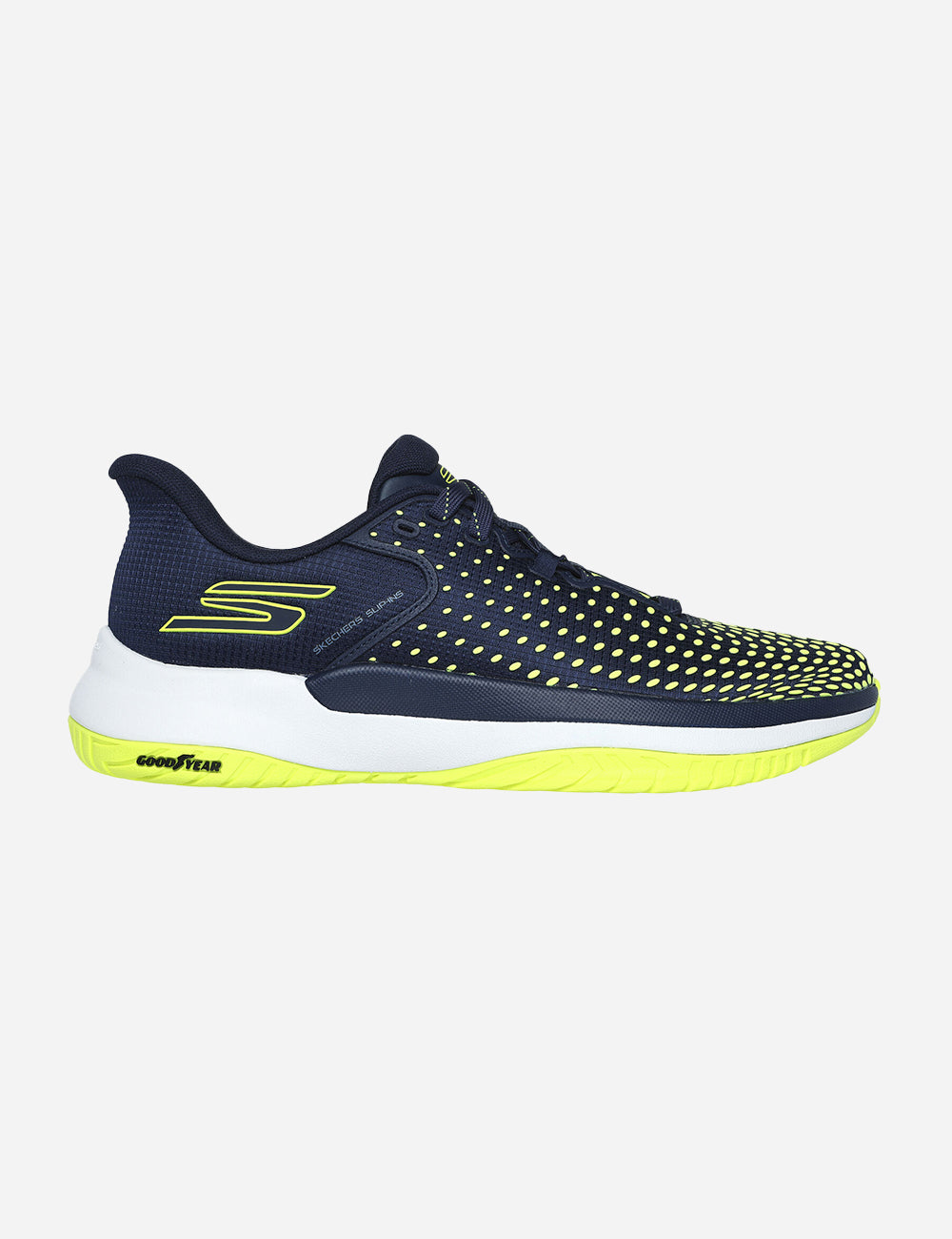 Men's Skechers Viper Court Elite, Navy/Yellow, 8.5 D Medium