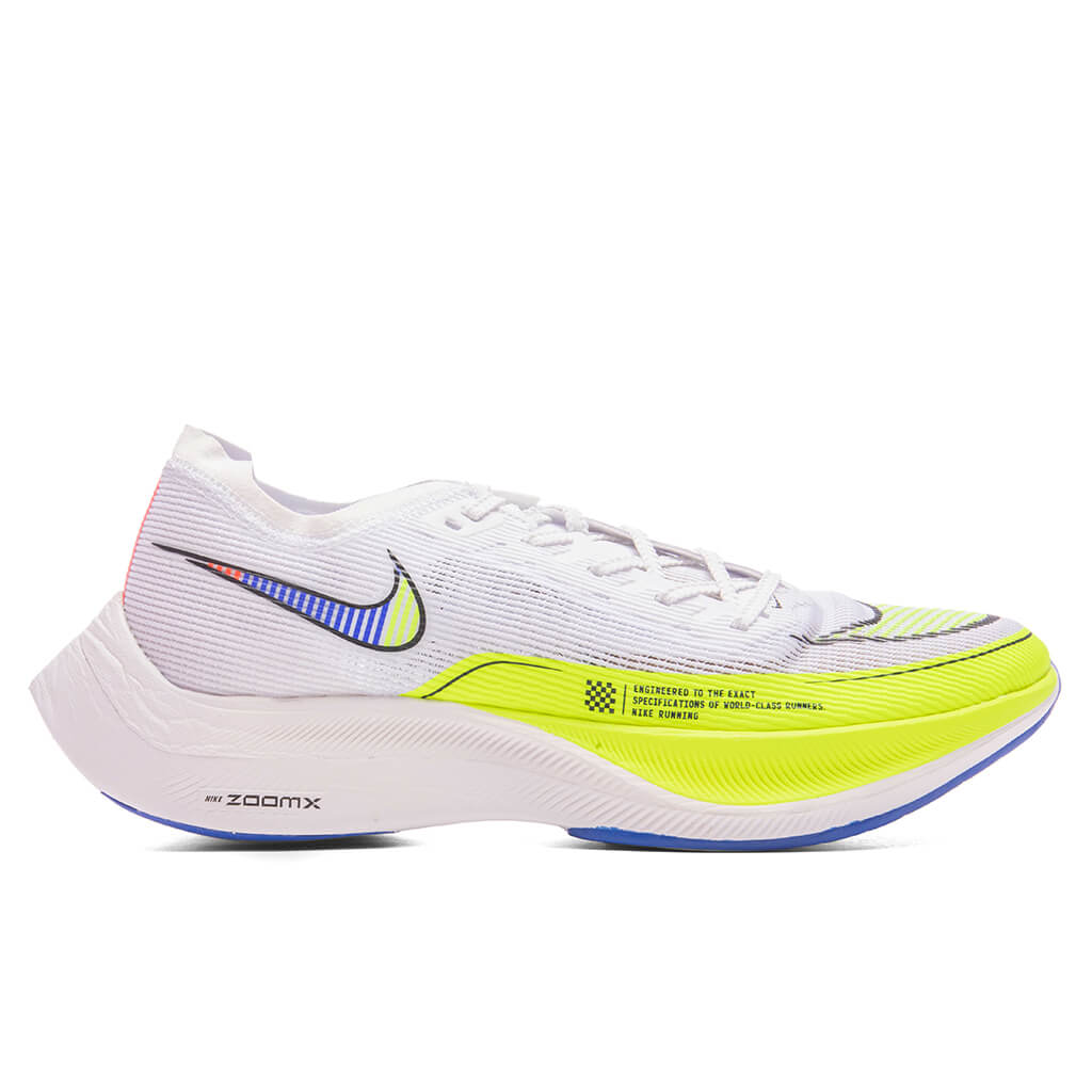 Men's Nike ZoomX Vaporfly Next% 2, White/Black-Volt-Racer Blue, 12.5 D Medium
