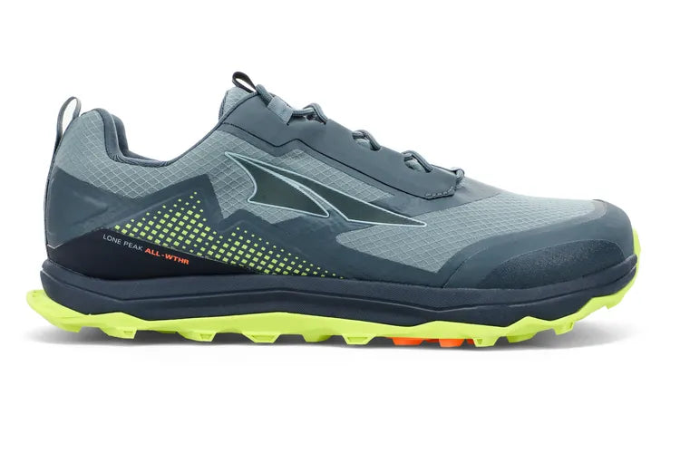 Men's Altra Lone Peak All-WTHR Low, Gray/Lime, 14 D Medium