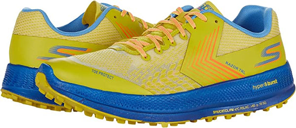 Men's Skechers Go Run Razor Trail, Yellow/Blue, 9.5 D Medium