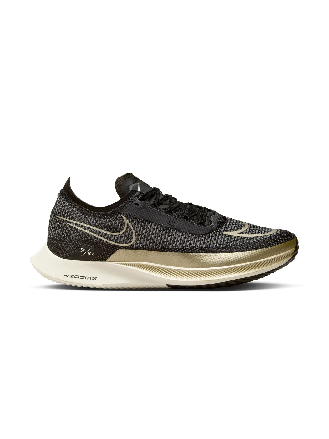 Men's Nike ZoomX Streakfly, Black/Metallic Gold Grain-White, 12 D Medium