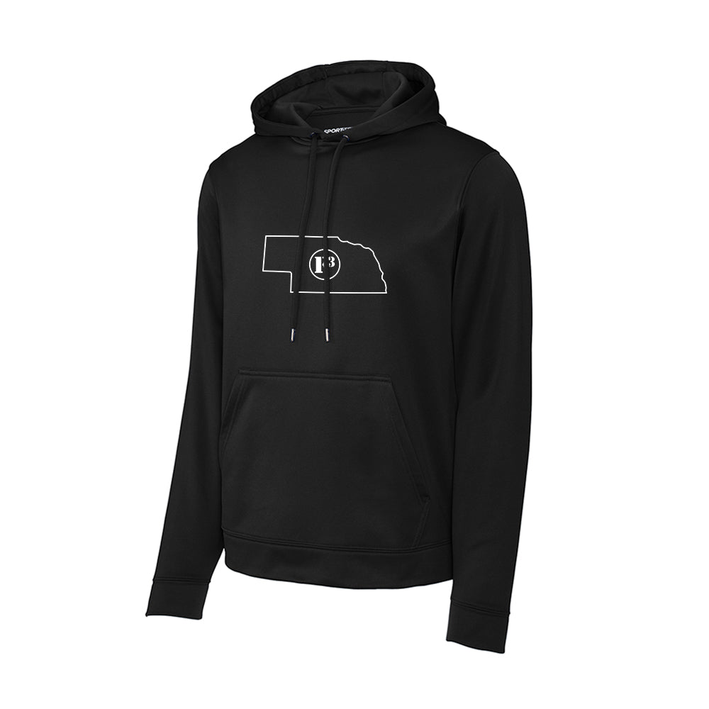 CLEARANCE ITEM - F3 Nebraska outline DTF Logo - Sport-Tek Sport-Wick Fleece Hooded Pullover(Black/Small)