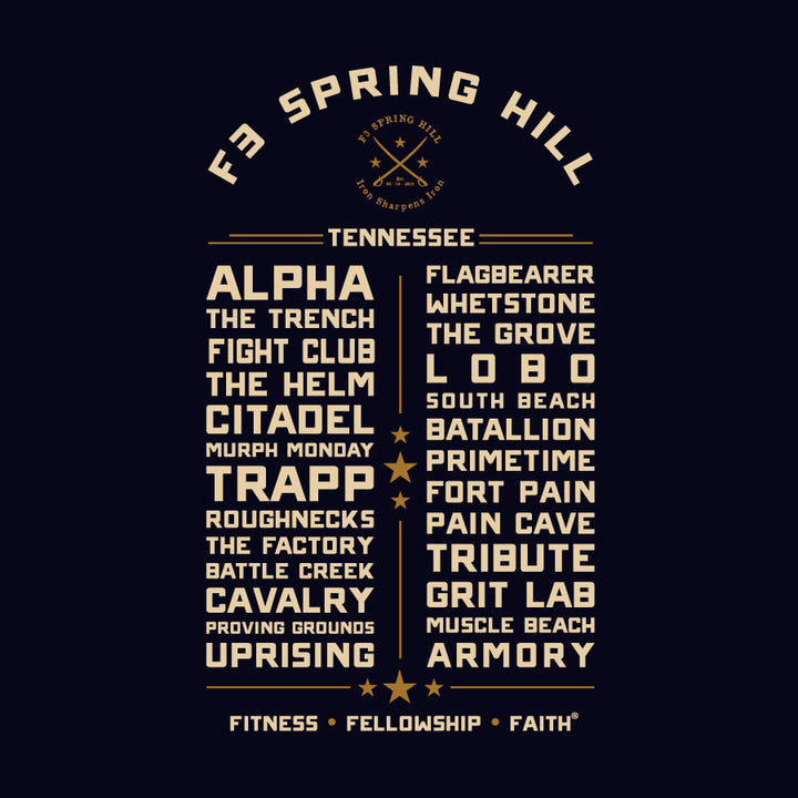 F3 Spring Hill TN Region Site Pre-Order April 2026