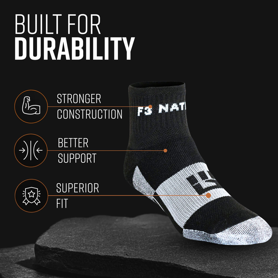 MudGear F3 Nation Quarter (¼) Crew Socks (1-pair pack) - Old Style