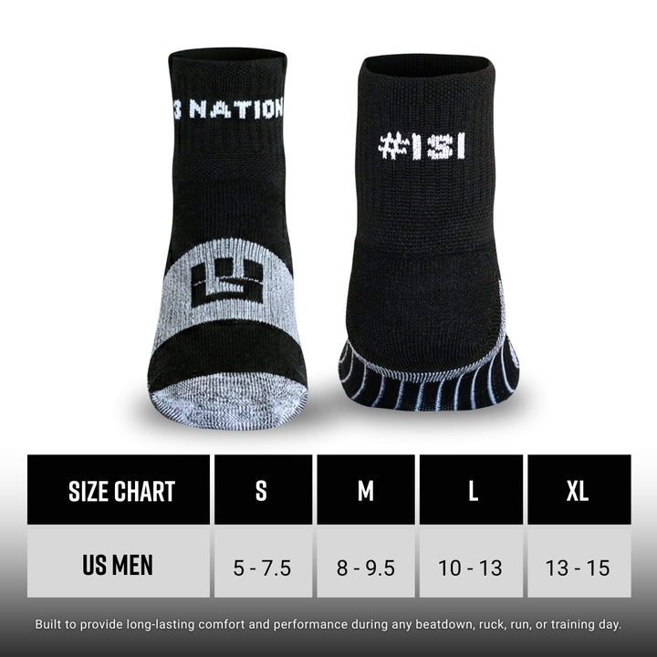 MudGear F3 Nation Quarter (¼) Crew Socks (1-pair pack) - Old Style