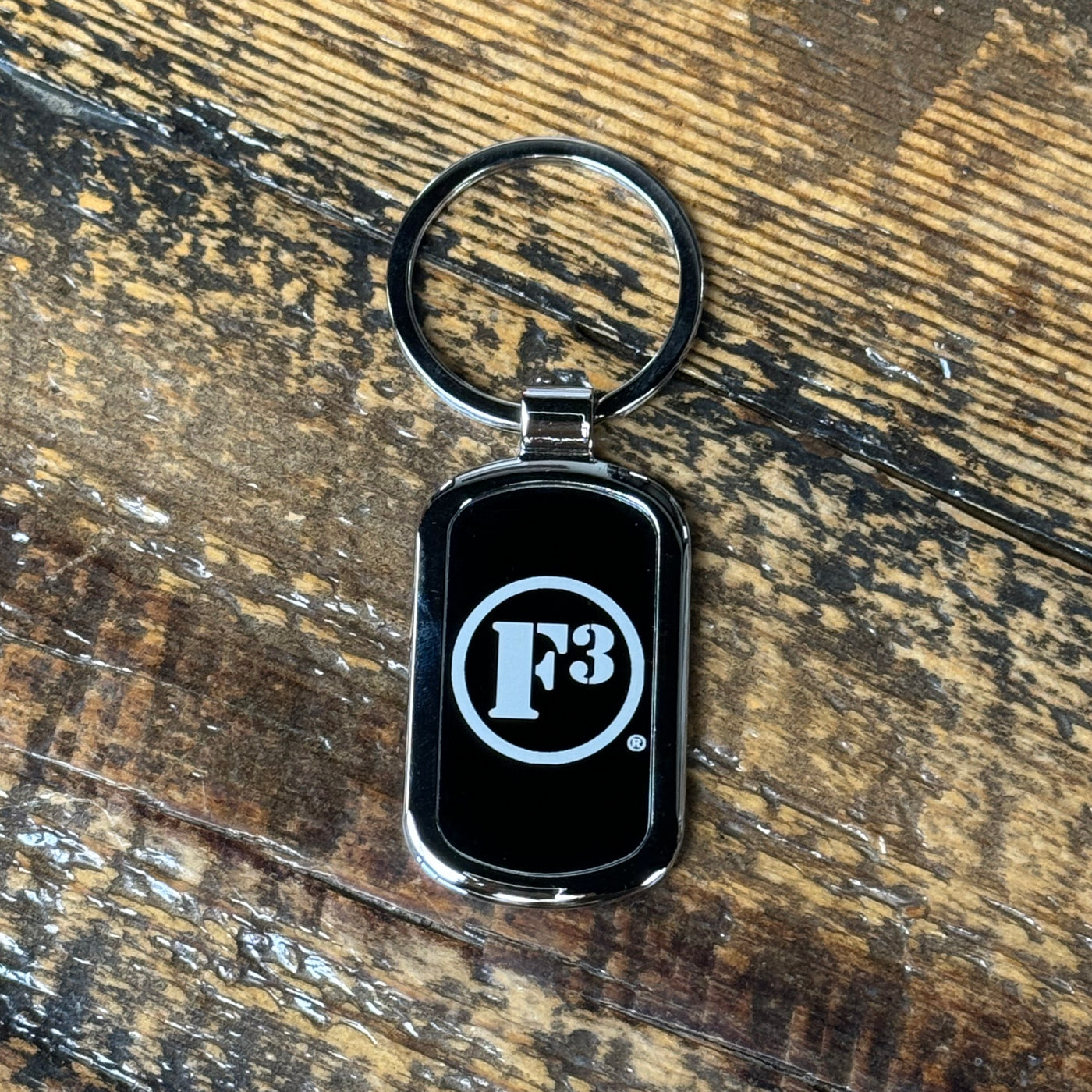 F3 Metal Keychain - Black and Silver