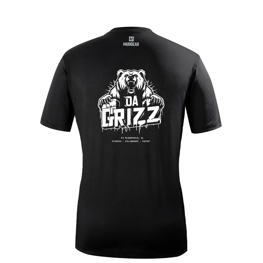 CLEARANCE ITEM - F3 Da Grizz - MudGear Fitted Performance Shirt VX - Short Sleeve (Black/Medium)