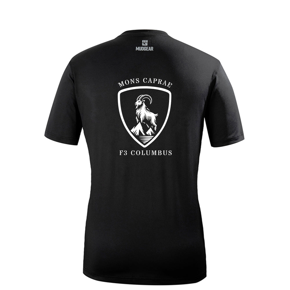 CLEARANCE ITEM - F3 Columbus Mons Caprae - MudGear Fitted Performance Shirt VX - Short Sleeve (Black)