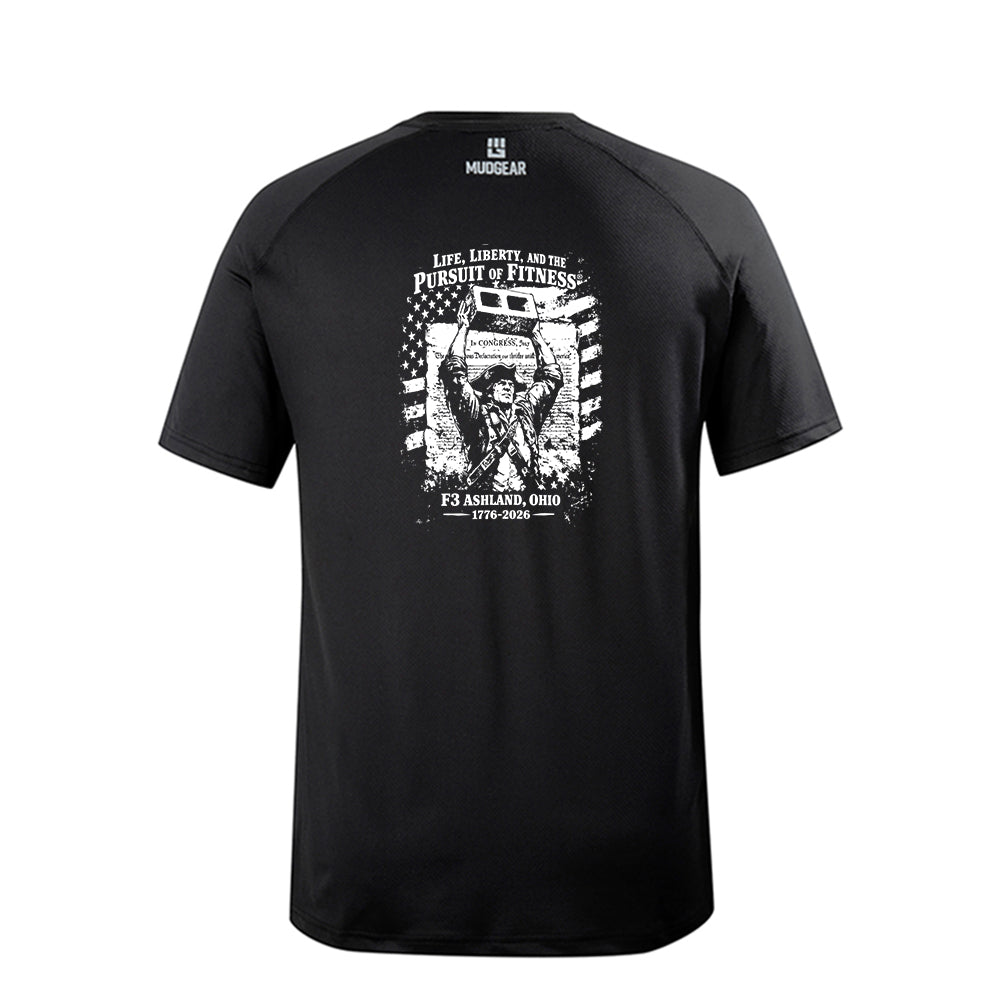 CLEARANCE ITEM - F3 Ashland Ohio 1776 - MudGear Loose Fit Performance Shirt VX - Short Sleeve (Black/Large)