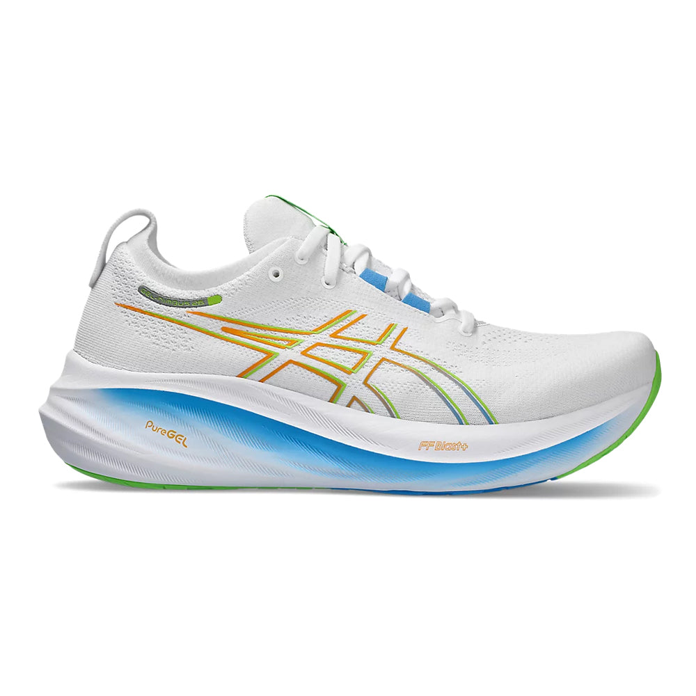 Men's Asics GEL-Nimbus 26, White/Waterscape, 12 D Medium