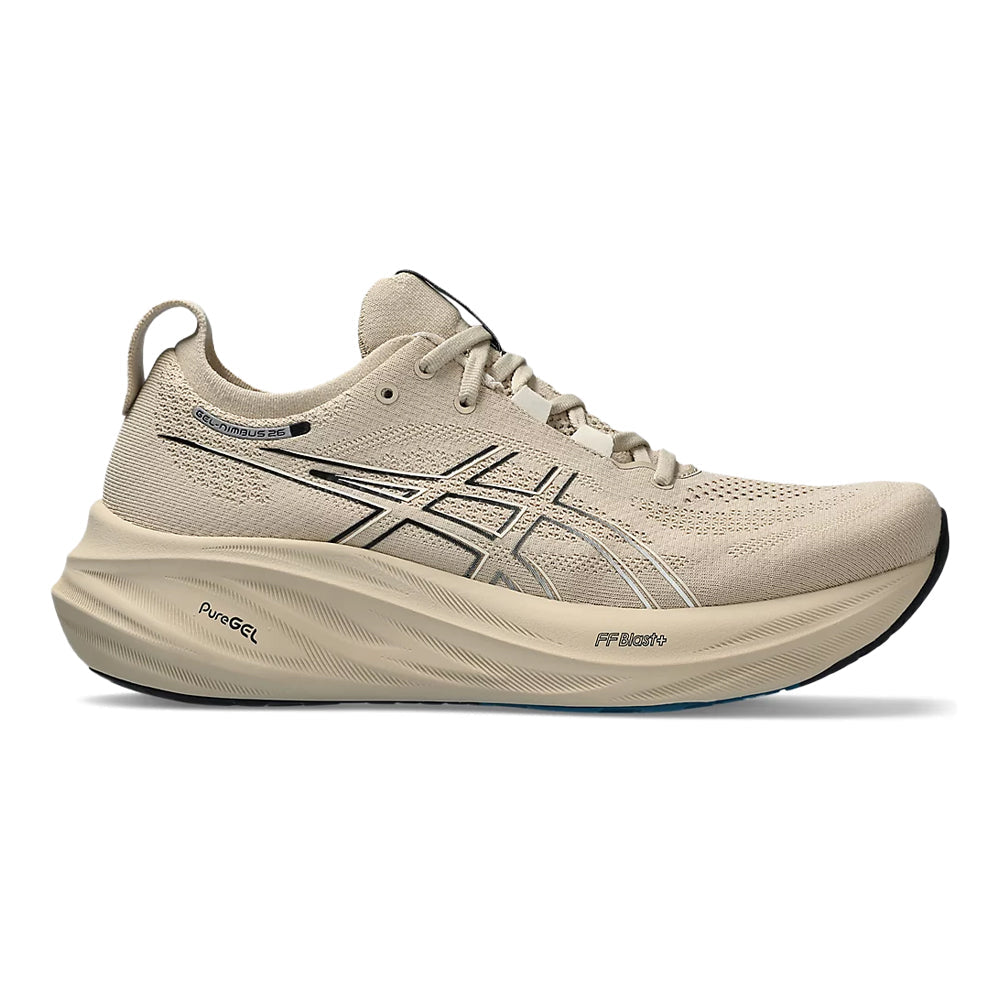 Men's Asics GEL-Nimbus 26, Feather Grey/Black, 7.5 D Medium