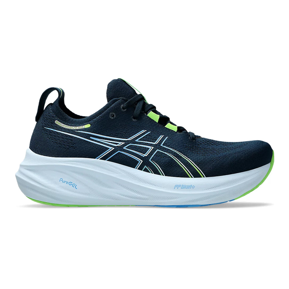 Men's Asics Gel-Nimbus 26, French Blue/Electric Lime, 7 D Medium