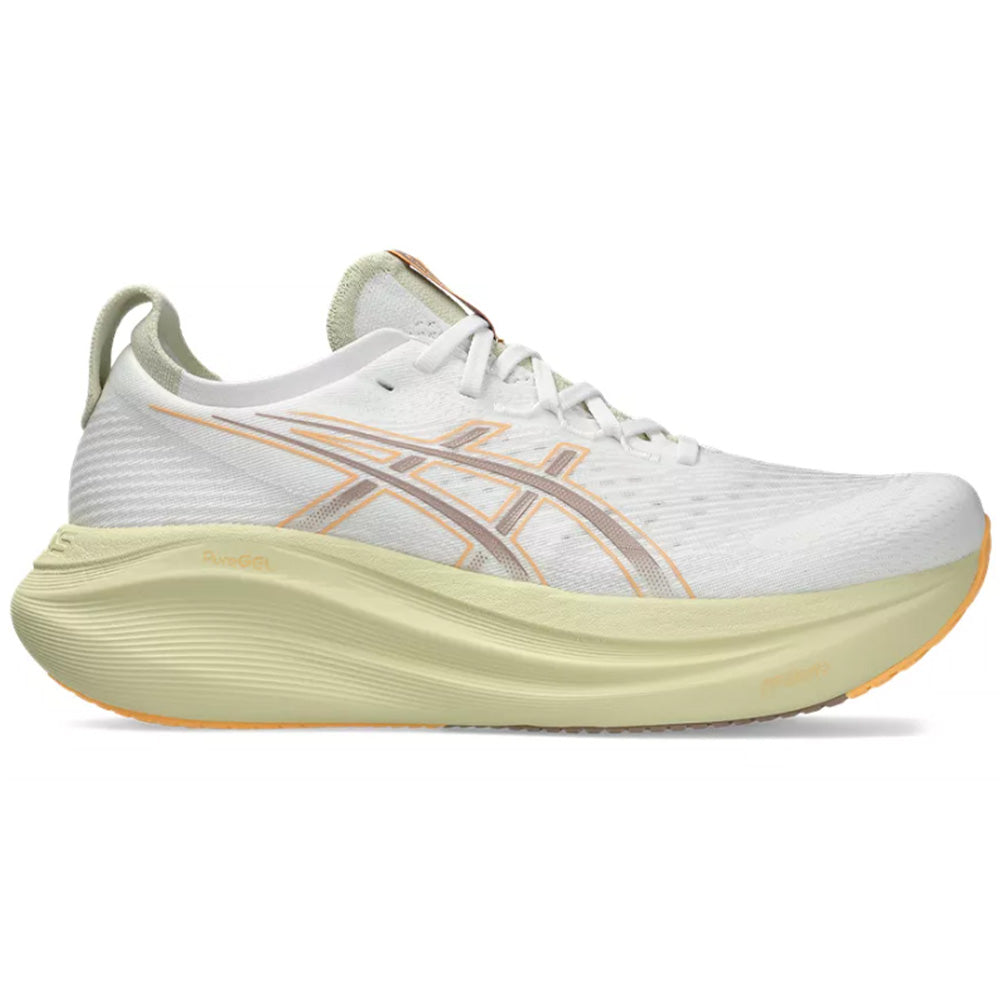 Men's Asics Gel-Nimbus 27, White/Fawn, 13 D Medium