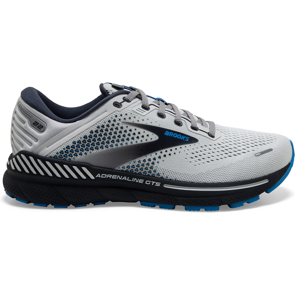 Men's Brooks Adrenaline GTS 22, Oyster/India Ink/Blue, 11.5 2E Wide