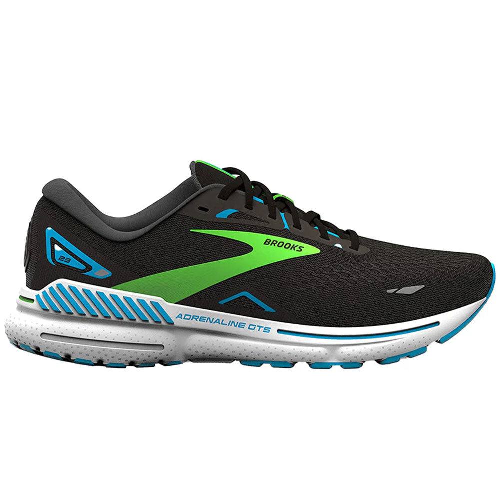Men's Brooks Adrenaline GTS 23, Black/Hawaiian Ocean/Green, 8 4E Extra Wide